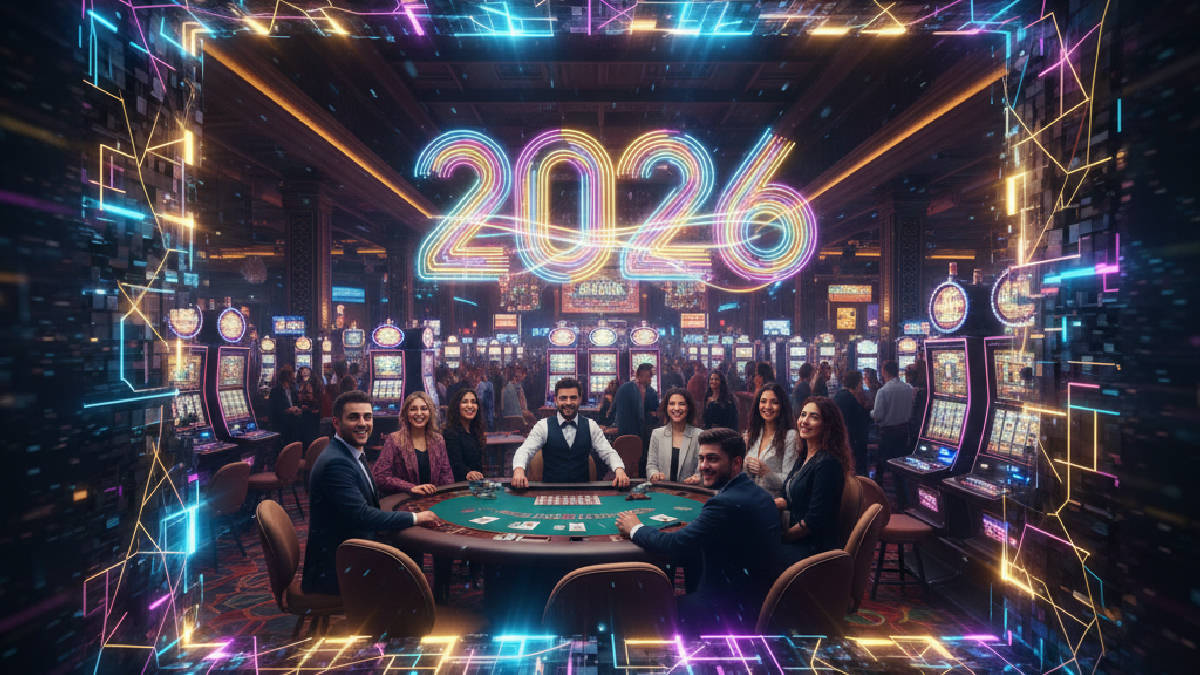 Slotbon 2026 promosyonlarını keşfederken eğlence ve kazanç fırsatları. Dijital bir kumarhanenin parlak neon ışıklarıyla aydınlatıldığı bir sahne.